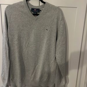 Vineyard Vines Size XL Grey V-neck Cotton/cashmere Sweater